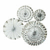 Silver Hanging Paper fans Pack of 4