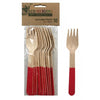 Eco friendly Red Wooden Forks Pack of 10.