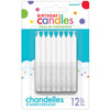 Birthday Candles  White/Silver Glitter  Assorted Pack of 12