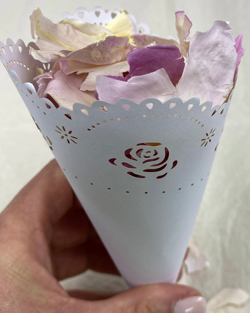 Wedding Confetti Paper Cones Rose Pattern Medium 12.5x 12.5cm Pack of 25