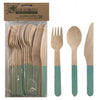 Mint Green coloured Eco friendly wooden Cutlery Set