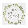 Hey Baby Shower Napkins Eco friendly Botanical / Ginger Ray.  Pack of 16