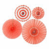 Coral Hanging Paper fans Pack of 4