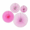 Pink Hanging Paper fans Pack of 4