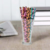 Leopard Print Straws Pink Pack of 20
